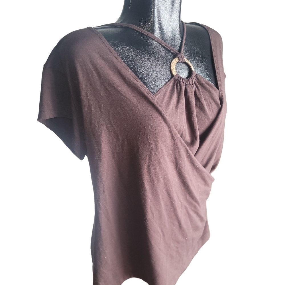 Picadilly Brown Short Sleeve Top Size 16 - Picture 2 of 6